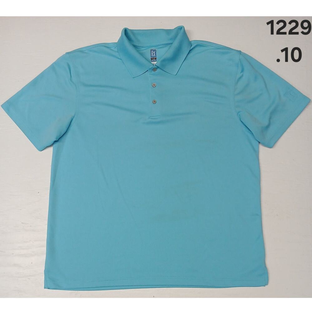 PGA Tour (2XL) Light Blue AirFlux Collar button Polo Shirt